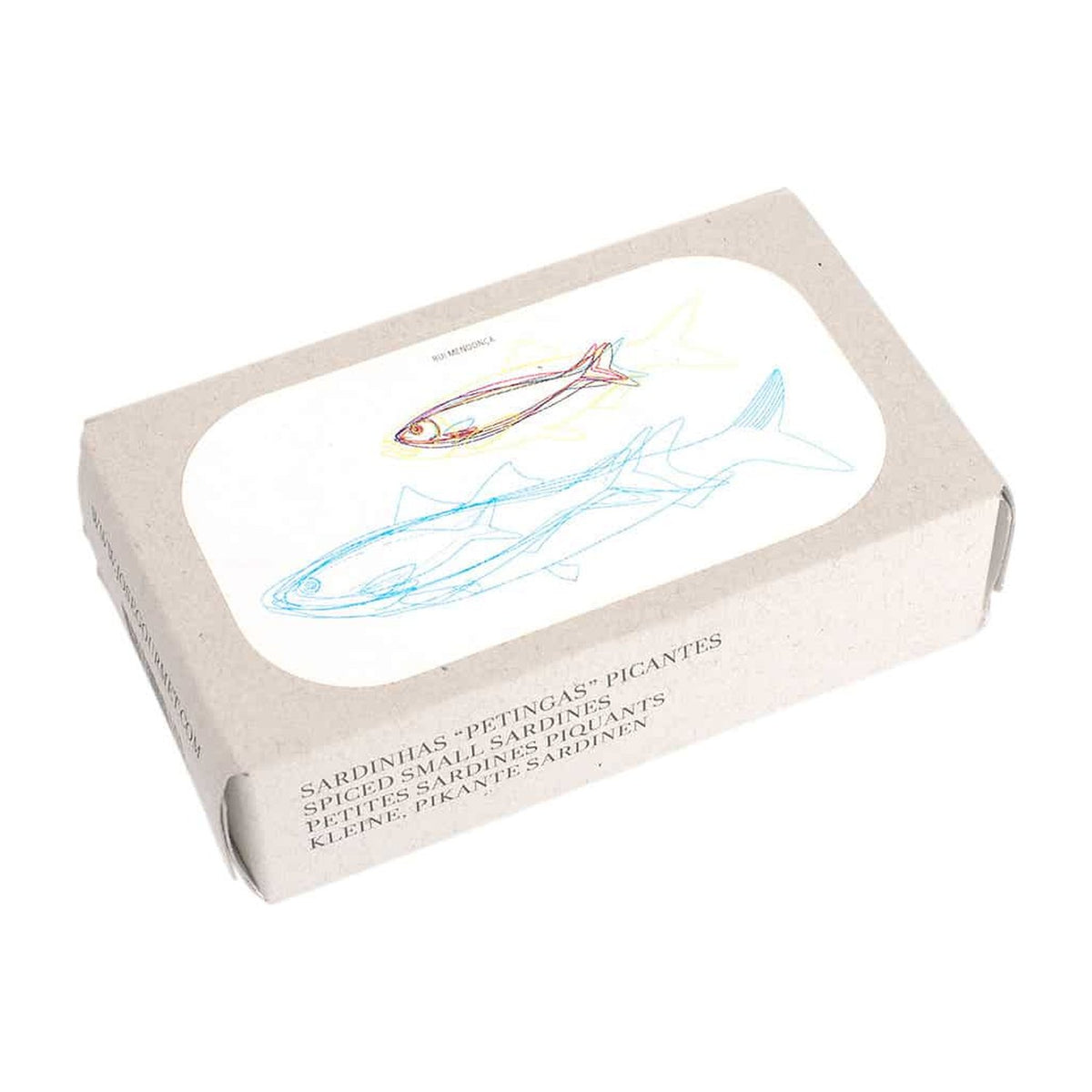 José-Gourmet-Schachtel mit Illustration eines Fischs mit Chili: kleine pikante Sardinen.