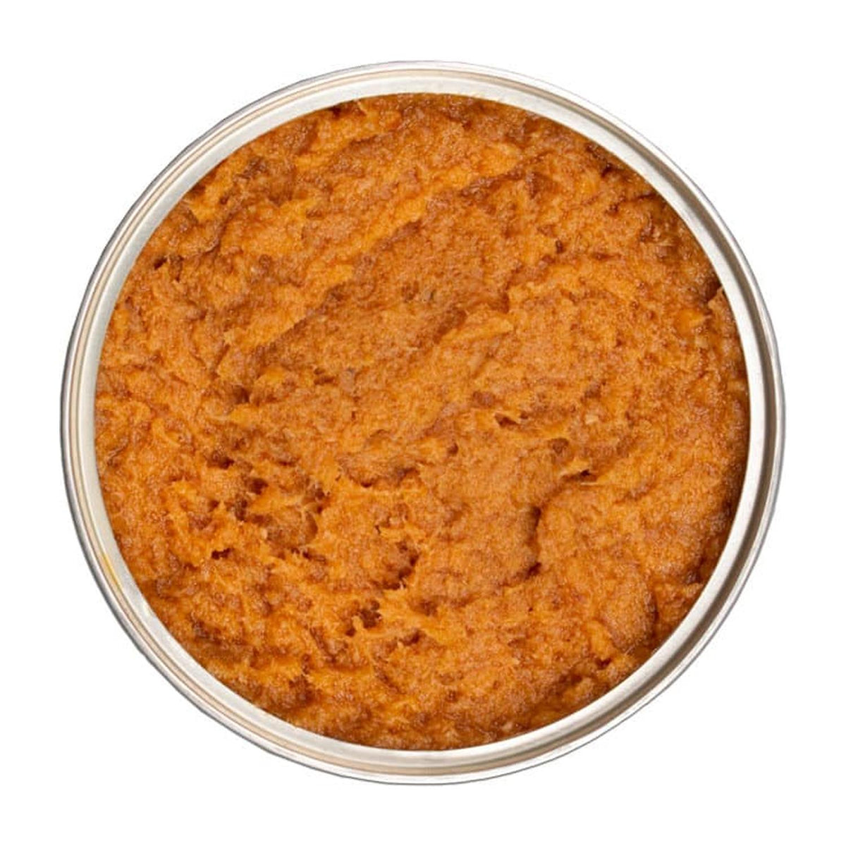 Offene runde Dose mit pikantem Thunfisch-Mousse von José Gourmet.