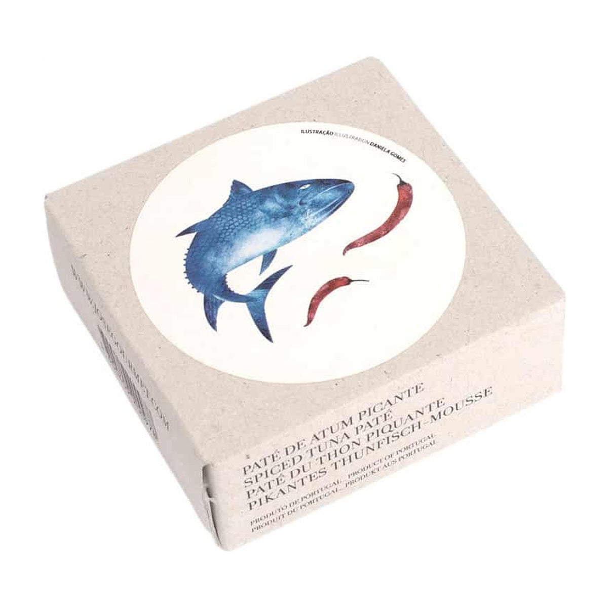José-Gourmet-Schachtel mit Illustration eines Thunfischs: pikantes Thunfisch-Mousse.